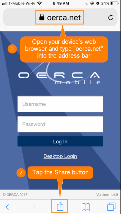 Mobile Web Application  Create Shortcut – OERCA  Support